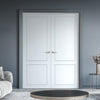 V-Line® Grooved Flush Door Pair V081 - Premium Primed - Six Colour Options
