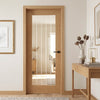 Valdor - Cheshire Oak Internal Door - Clear Glass - Unfinished