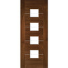 Top Mounted Stainless Steel Sliding Track & Valencia Glazed Walnut Double Door - Prefinished