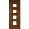 Top Mounted Stainless Steel Sliding Track & Valencia Glazed Walnut Double Door - Prefinished