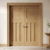 Value - 1930's Oak Shaker Internal Door Pair - Unfinished