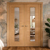 Value - 5P Long Light Door Pair - Clear Glass - Oak Unfinished