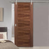 Saturn Tubular Stainless Steel Sliding Track & Vancouver 5 Panel Flush Walnut Door - Prefinished