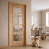 Vancouver Oak 4 Pane Fire Internal Door - Clear Glass - 1/2 Hour Fire Rated - Prefinished