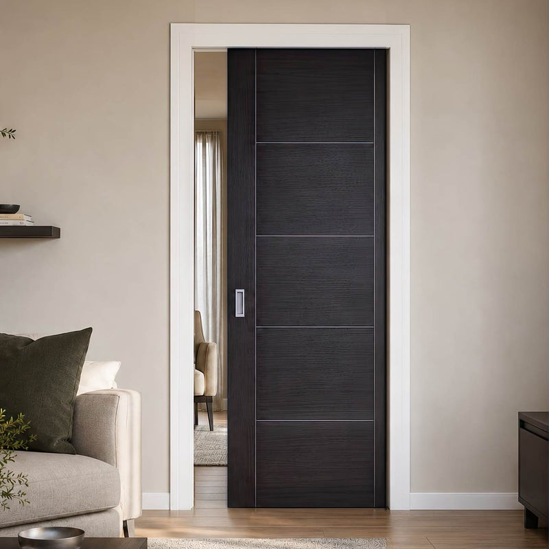 Laminate Vancouver Dark Grey Single Evokit Pocket Door - Prefinished