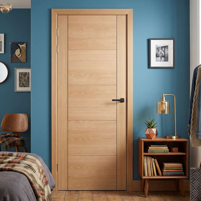 Vancouver Oak 5 Panel Flush Fire Internal Door - 1/2 Hour Fire Rated - Prefinished