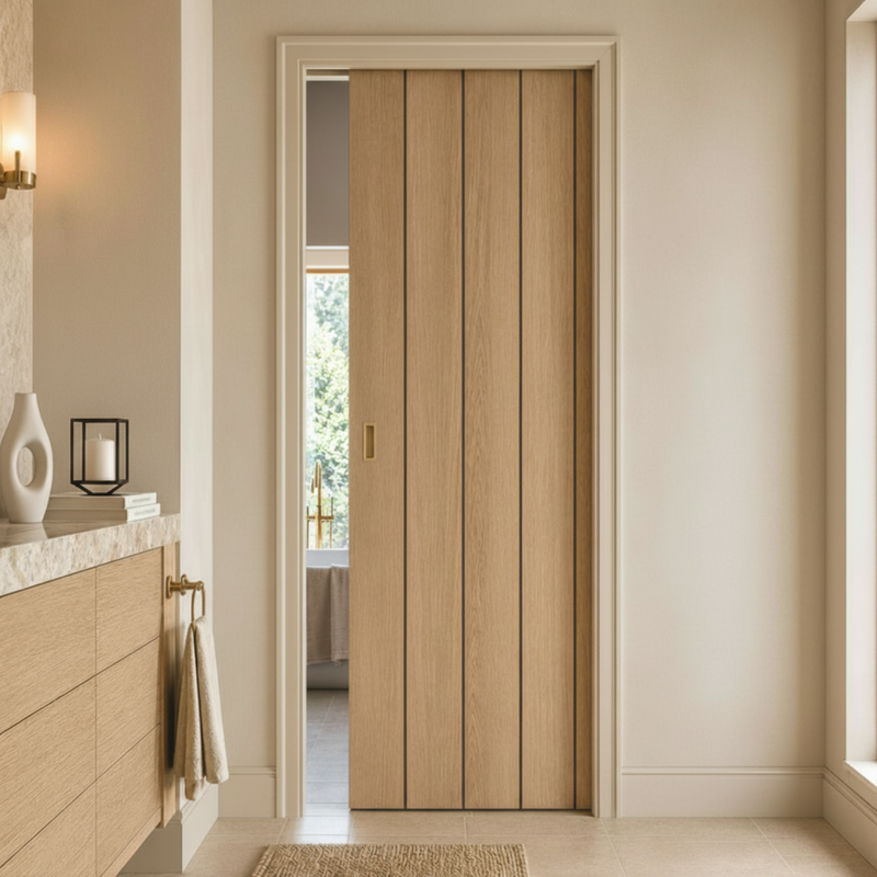 Wexford Oak Flush Single Evokit Pocket Door