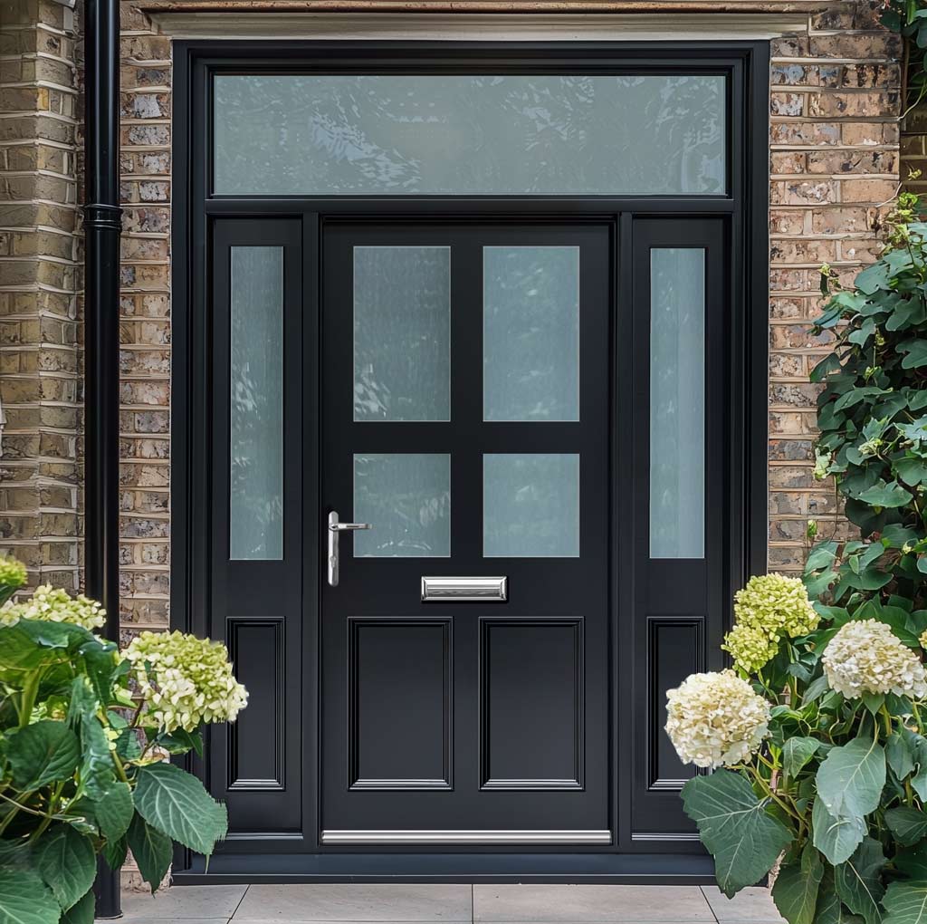 Exterior Victorian Ailsa 4L 2P Front Door with Two Sidelights & Transo