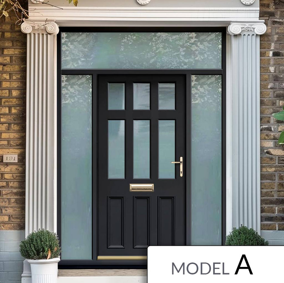 Exterior Victorian Blackwell 6L 3P Front Door with Two Sidelights & Transom - Customisable: Size, Colour, Glass and Sidelight Options