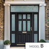 Exterior Georgian Blackwell 6L 3P Front Door with Two Sidelights & Transom - Customisable: Size, Colour, Glass and Sidelight Options