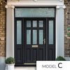 Exterior Georgian Blackwell 6L 3P Front Door with Two Sidelights & Transom - Customisable: Size, Colour, Glass and Sidelight Options