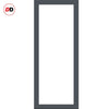 SpaceEasi Top Mounted Black Folding Track & Double Door - Eco-Urban® Baltimore 1 Pane Solid Wood Door DD6301G - Clear Glass - Premium Primed Colour Options