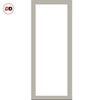 SpaceEasi Top Mounted Black Folding Track & Double Door - Eco-Urban® Baltimore 1 Pane Solid Wood Door DD6301SG - Frosted Glass - Premium Primed Colour Options