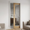 Walden Real American Oak Veneer Single Evokit Pocket Door - Clear Glass - Unfinished