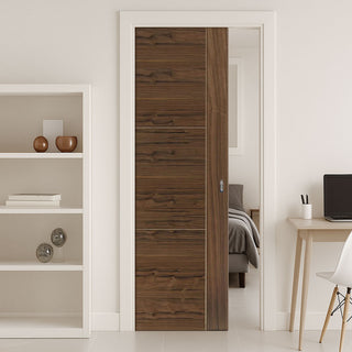 Image: Mistral Walnut Single Evokit Pocket Door - Prefinished
