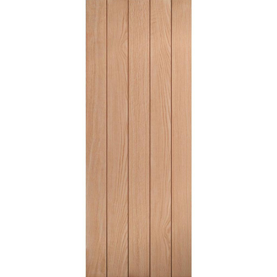 Top Mounted Stainless Steel Sliding Track & Door - Wexford Oak Panel Door - Unfinished