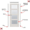 Simpli Fire Door Set - Shaker 4 Light Fire Door - Clear Glass - White Primed