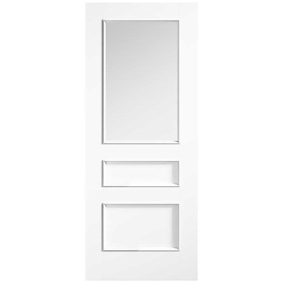 EasiKit Internal Door and Frame Kit - Toledo White Primed Internal Door - Clear Glass