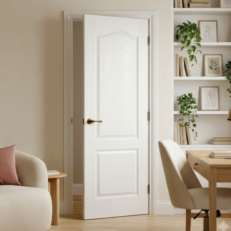 White Fire Internal Door, Textured Classical 2 Panel Internal Door - 1/2 Hour Rated - White Primed