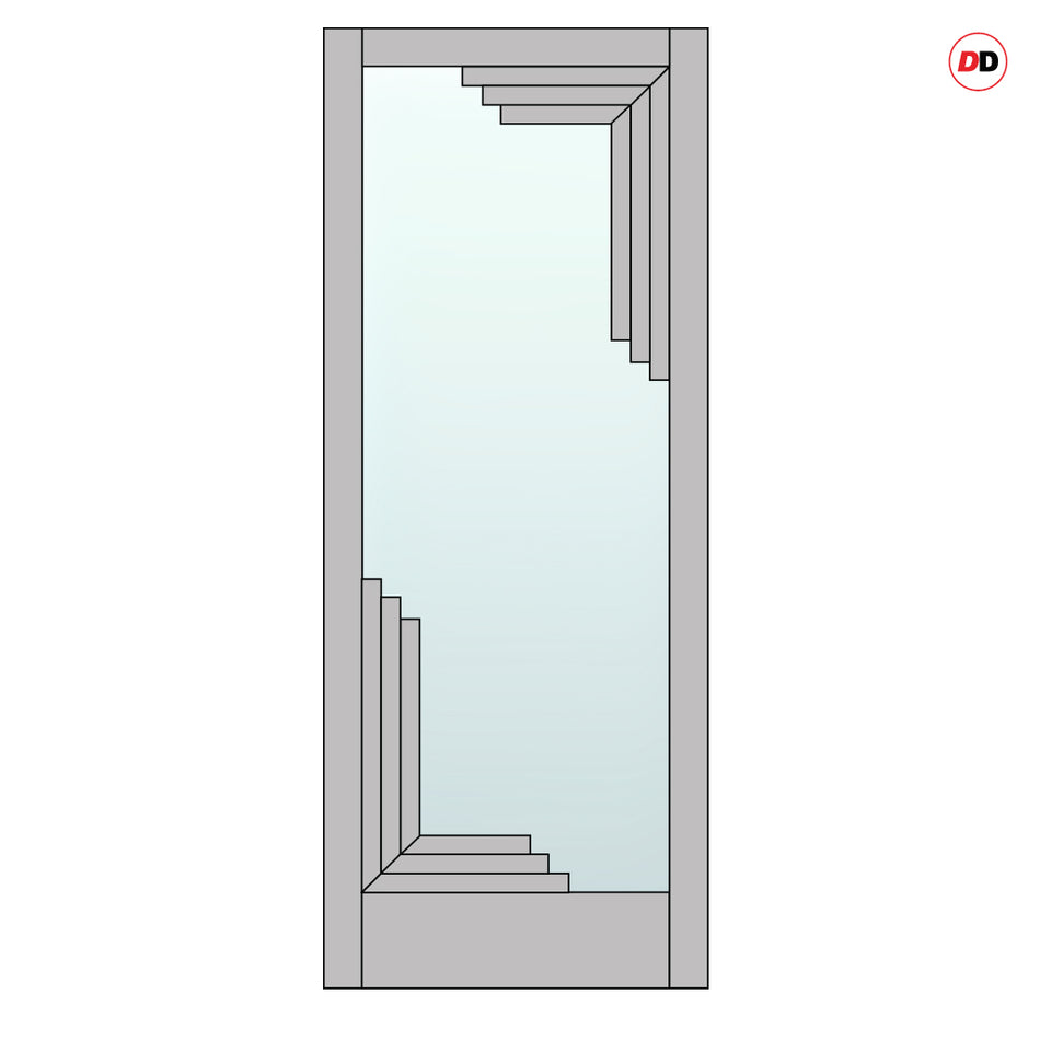 Urban Deco® Solid Wood Internal Door UK Made - Clear Glass - Mist Grey Premium Primed - Bespoke Sizes