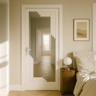 Image: Urban Deco® Solid Wood Internal Door UK Made - Clear Glass - Cloud White Premium Primed - Bespoke Sizes