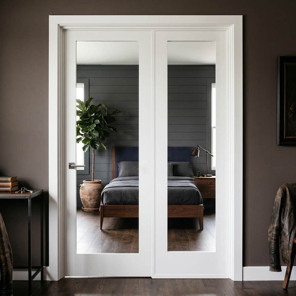 ThruEasi Room Divider - Pattern 10 White Primed Clear Glass Door with Single Side
