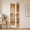 Pattern 10 Style Panel Single Evokit Pocket Door - Clear Glass - White Primed