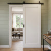 Top Mounted Black Sliding Track & Door - Pattern 10 Style Panel Internal Door - White Primed