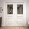 Windsor White Primed Internal Door Pair - Clear Bevelled Glass