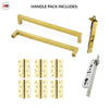 Concord XL 400mm Back to Back Double Door Pull Handle Pack - 6 Square Hinges - Polished Gold Finish