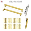 Concord XL 400mm Back to Back Double Door Pull Handle Pack - 8 Square Hinges - Polished Gold Finish