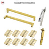 Concord XL 400mm Back to Back Double Door Pull Handle Pack - 8 Radius Cornered Hinges - Polished Gold Finish