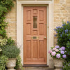 York Meranti Wooden Front Door - Reeded Toughened Double Glazing