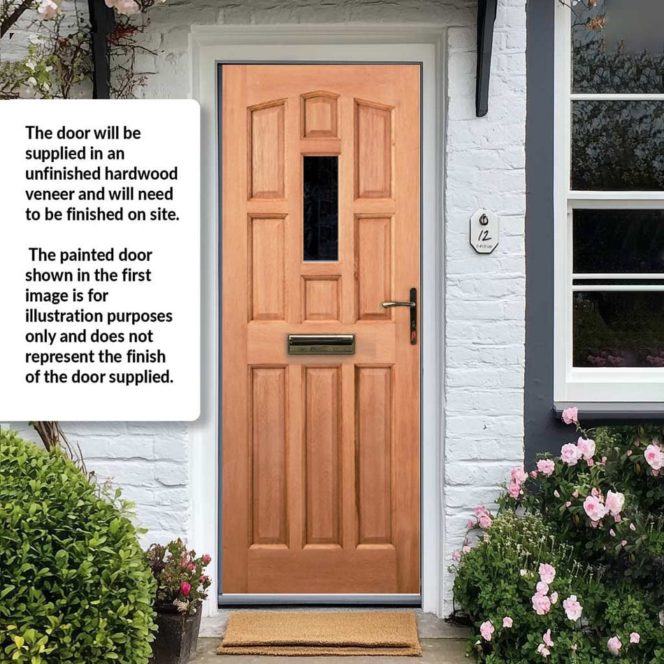 York Meranti Wooden Front Door - Clear Toughened Double Glazing