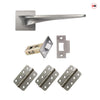 Zenith Door Lever Handle Pack - 3 Radius Cornered Hinges - Satin Finish