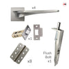 Zenith Double Door Lever Handle Pack - 8 Radius Cornered Hinges - Satin Finish - Combo Handle and Accessory Pack