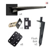 Zenith Double Door Lever Handle Pack - 8 Radius Cornered Hinges - Matt Black - Combo Handle and Accessory Pack