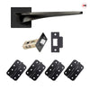 Zenith Door Lever Handle Pack - 4 Radius Cornered Hinges - Matt Black