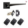 Zenith Door Lever Handle Pack - 3 Radius Cornered Hinges - Matt Black