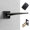 Zenith Door Lever Handle Pack - 3 Radius Cornered Hinges - Matt Black