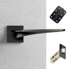 Zenith Door Lever Handle Pack - 4 Radius Cornered Hinges - Matt Black
