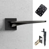 Zenith Double Door Lever Handle Pack - 8 Radius Cornered Hinges - Matt Black - Combo Handle and Accessory Pack