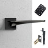 Zenith Double Door Lever Handle Pack - 6 Radius Cornered Hinges - Matt Black - Combo Handle and Accessory Pack