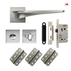 Zenith Door Lever Bathroom Handle Pack - 3 Radius Cornered Hinges - Satin Finish