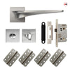 Zenith Door Lever Bathroom Handle Pack - 4 Radius Cornered Hinges - Satin Finish