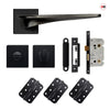 Zenith Door Lever Bathroom Handle Pack - 3 Radius Cornered Hinges - Matt Black