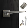 Zenith Door Lever Handle Pack - 3 Radius Cornered Hinges - Satin Finish