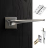 Zenith Double Door Lever Handle Pack - 6 Square Hinges - Satin Finish - Combo Handle and Accessory Pack