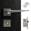 Zenith Door Lever Bathroom Handle Pack - 3 Square Hinges - Satin Finish