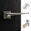 Zenith Door Lever Handle Pack - 3 Square Hinges - Satin Finish